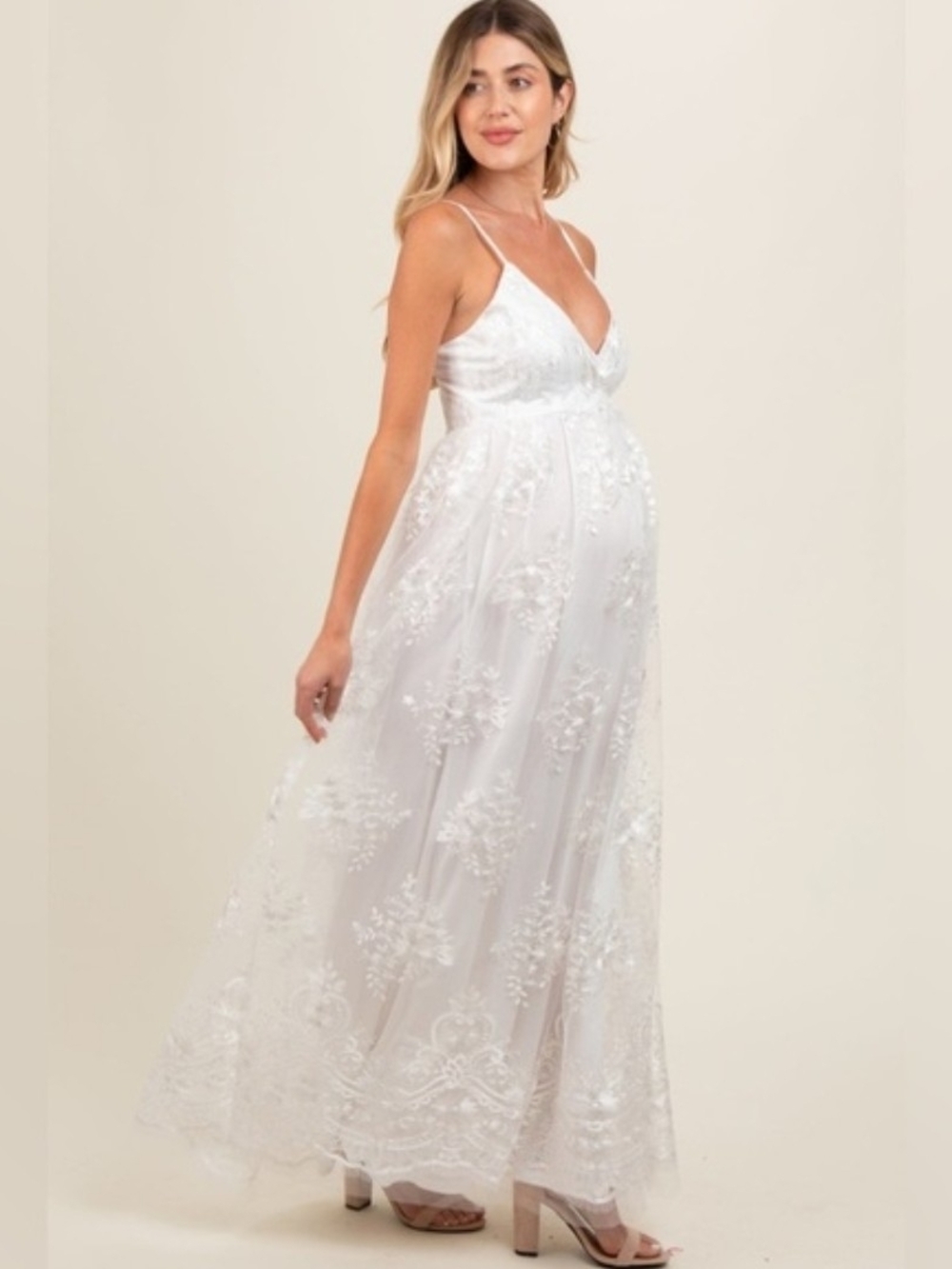 Pinkblush Lace Embellished Maxi Gown Dress Maternity